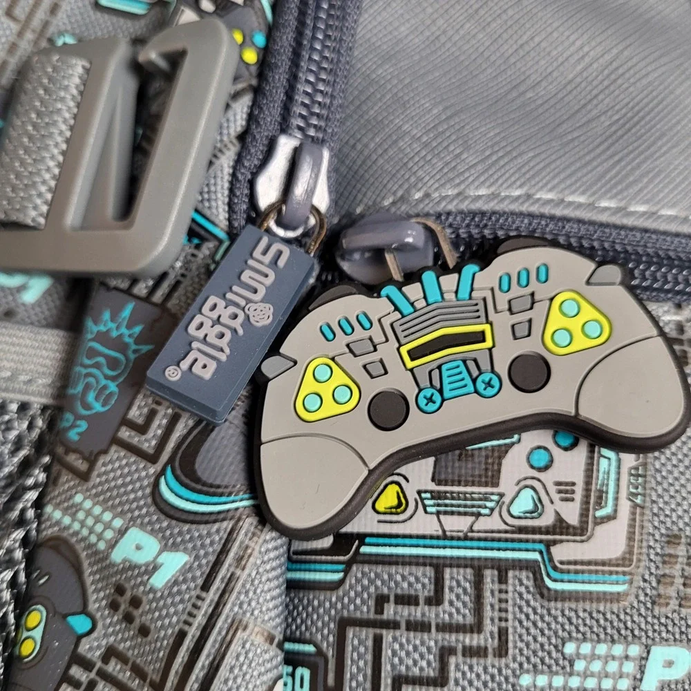 Smiggle Game On Epic Backpack Kids Gray‎ Blue Controller Gamer School Bag NEW